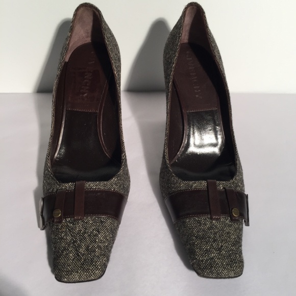 New GIVENCHY Tweed & Leather Heels Pumps NWOB Square Toe - Picture 2 of 8